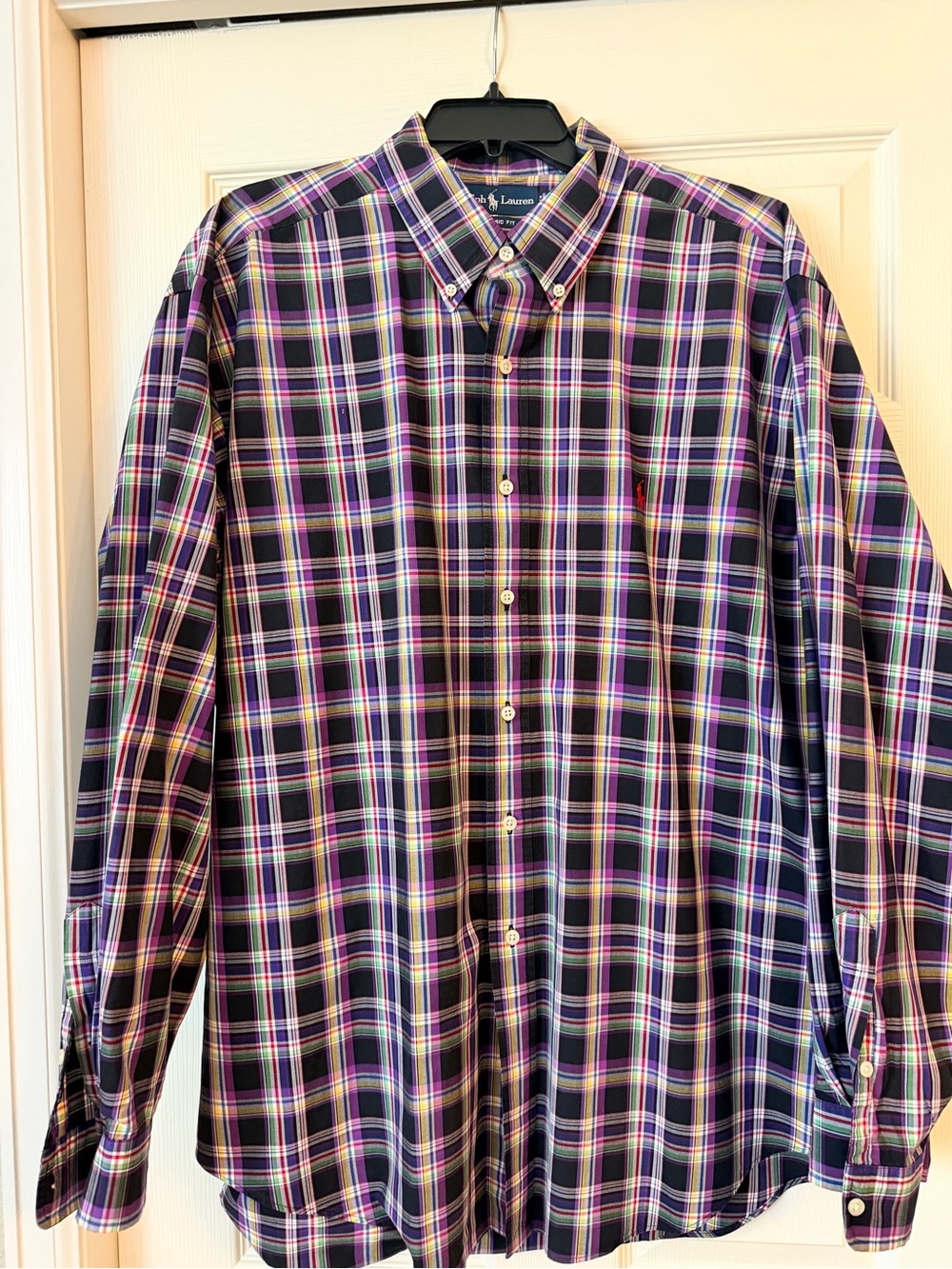 Ralph Lauren Purple Plaid Button-Down Shirt with Pink & Navy Stripes
